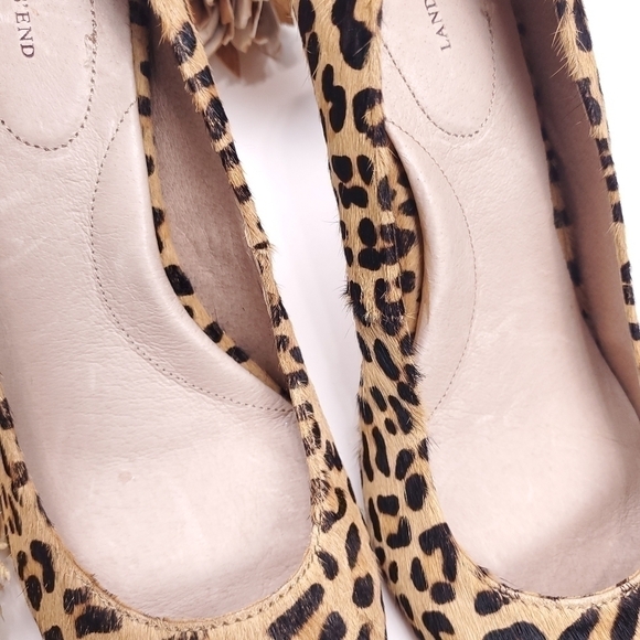 Lands' End Leopard Print Calf Fur Heels Size 10B - Picture 9 of 11